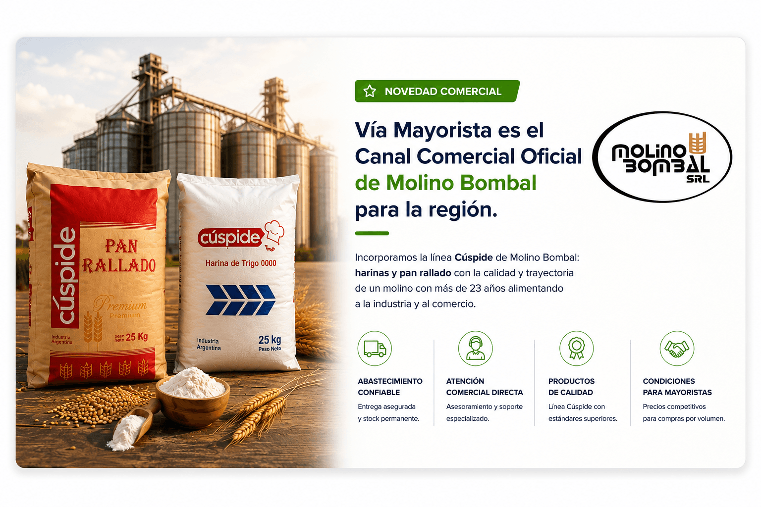 Vía Mayorista, canal comercial oficial de Molino Bombal para la región